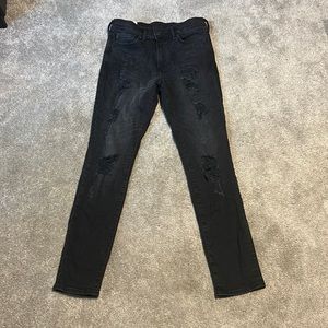 H&M, 30/32, Black Relaxed Skinny Jeans